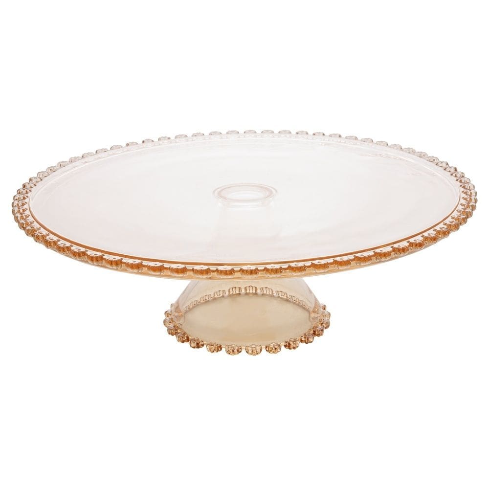 Prato de Cristal C/Pé para Bolo/Doces Daisy Âmbar 31x11cm Wolff