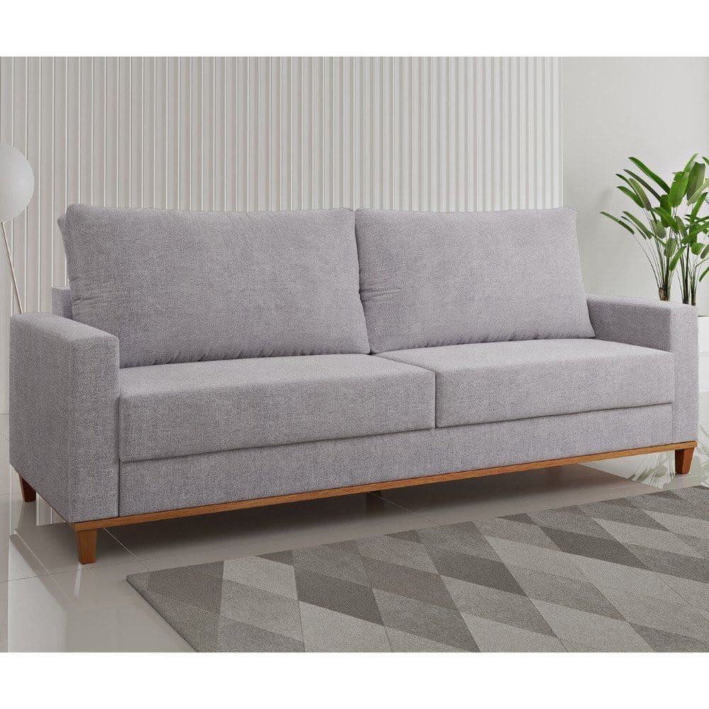 Sofá Fixo Living 2 Almofadas Soltas 4 Lugares 220cm Ares Juta