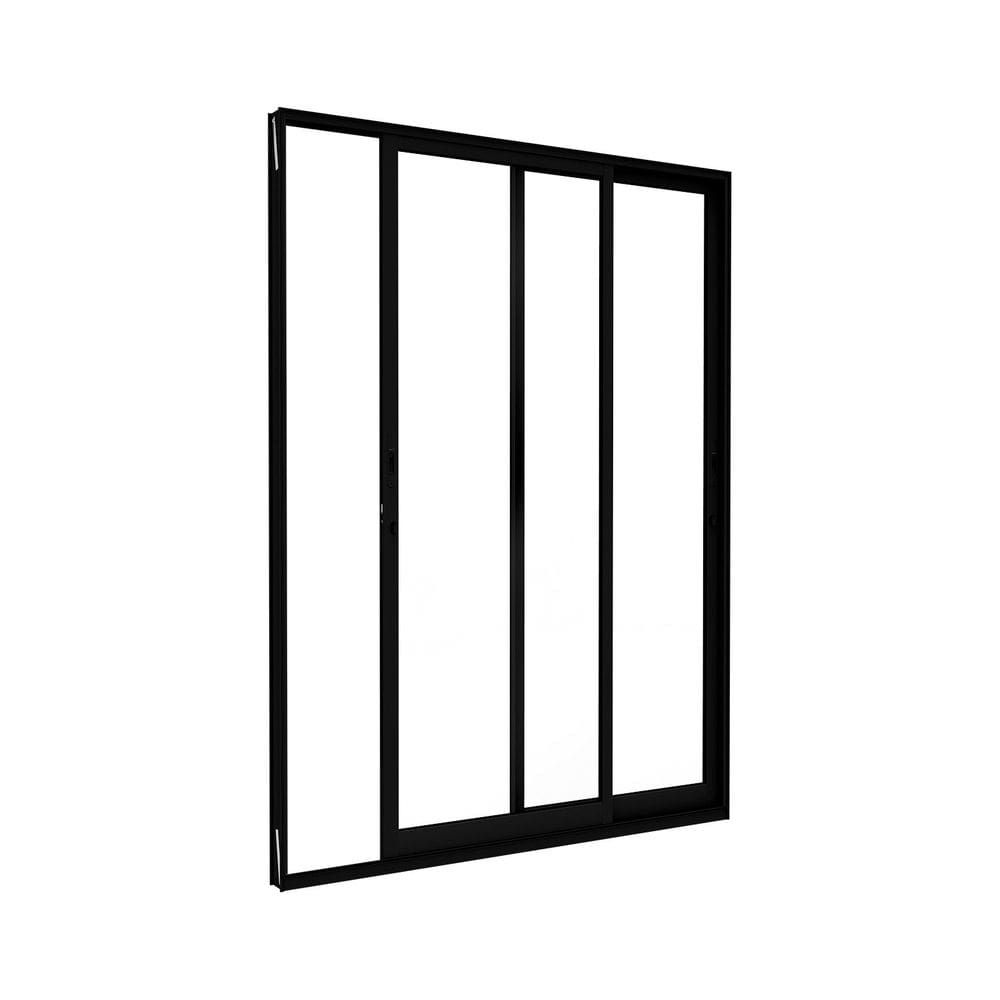 Porta de Alumínio de Correr Lateral 2 Folhas 215x160cm Lucasa Ideale Preto