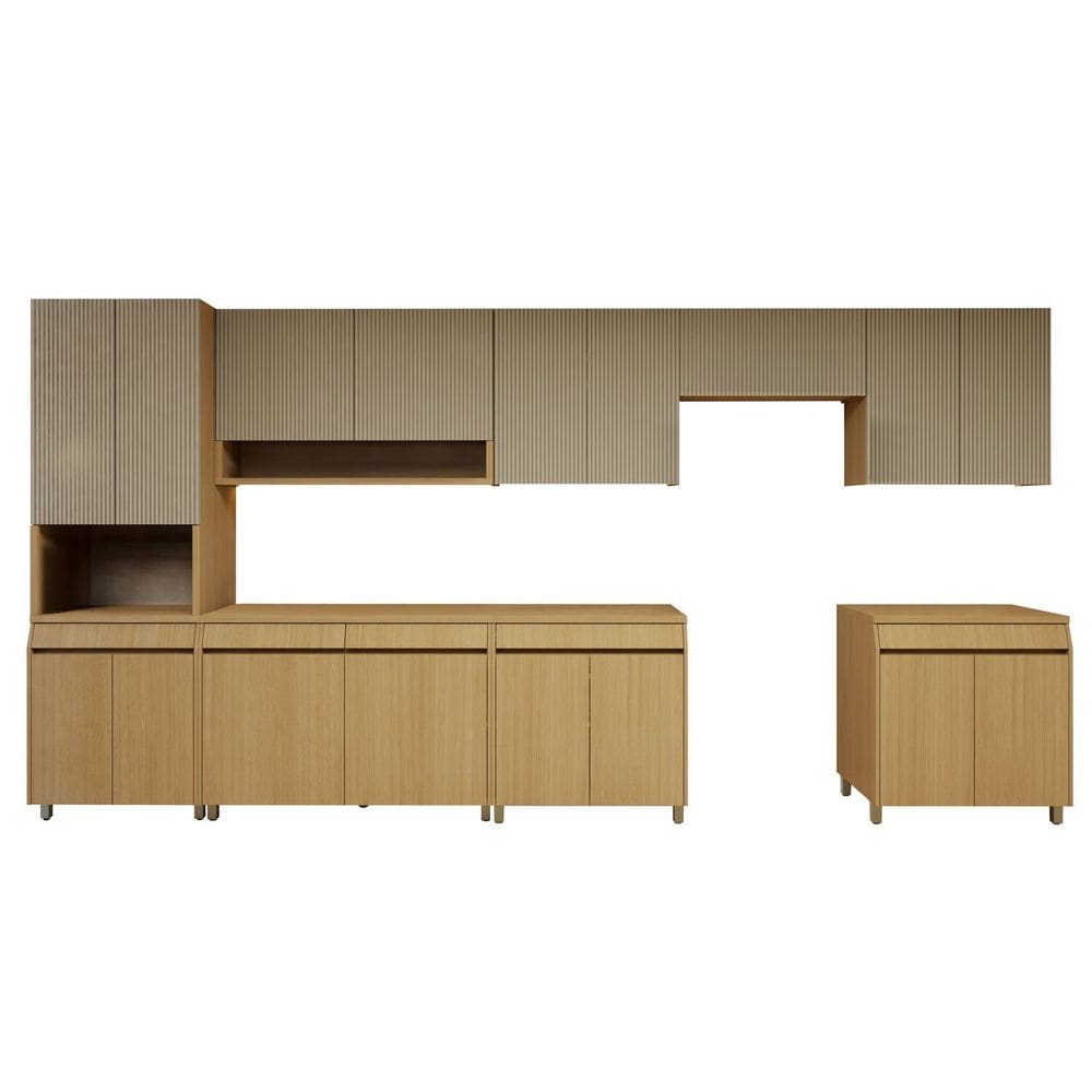 Cozinha Completa Modulada 10 Peças 17 Portas 5 Gavetas 100% Mdf Marrom