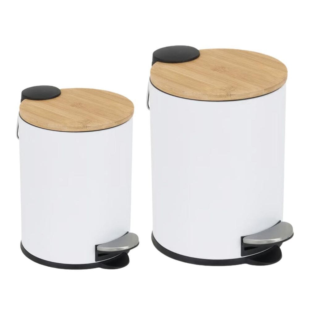 Lixeira com Tampa de Bambu 5L - Ferro Resistente e Pedal