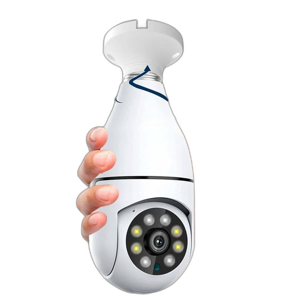 Câmera De Segurança Lâmpada Ip Wifi E 360 Visão Panorâmica