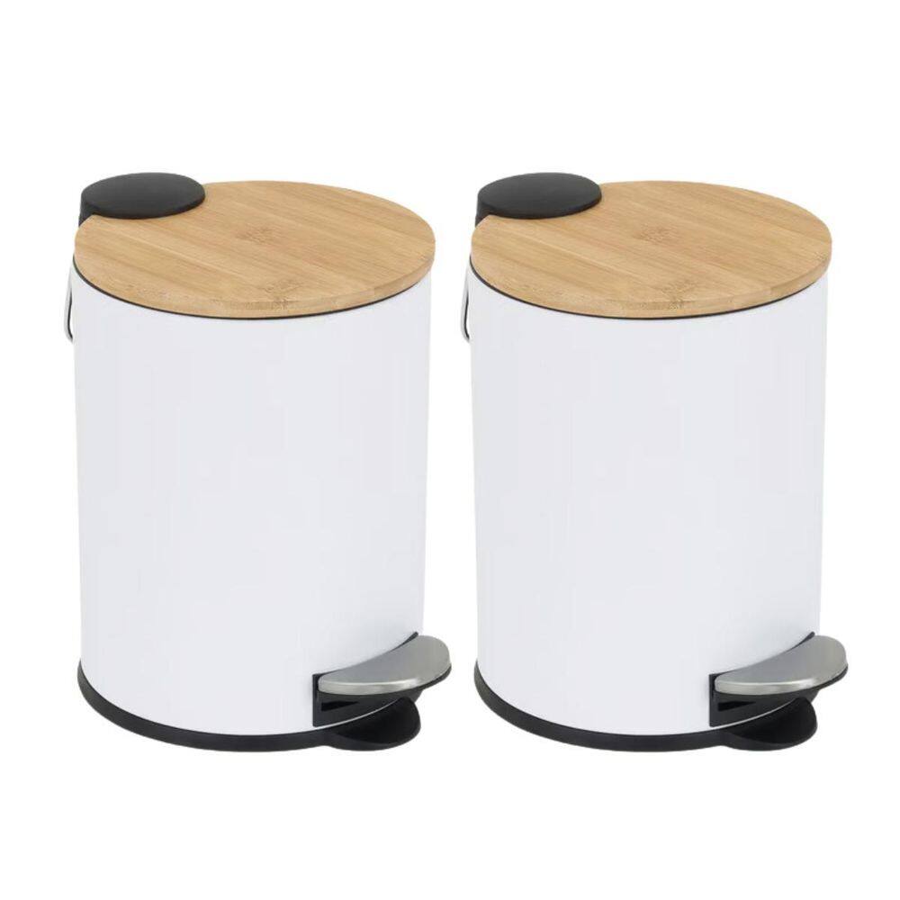 Lixeira com Tampa de Bambu 5L - Pedal Prático e Elegante