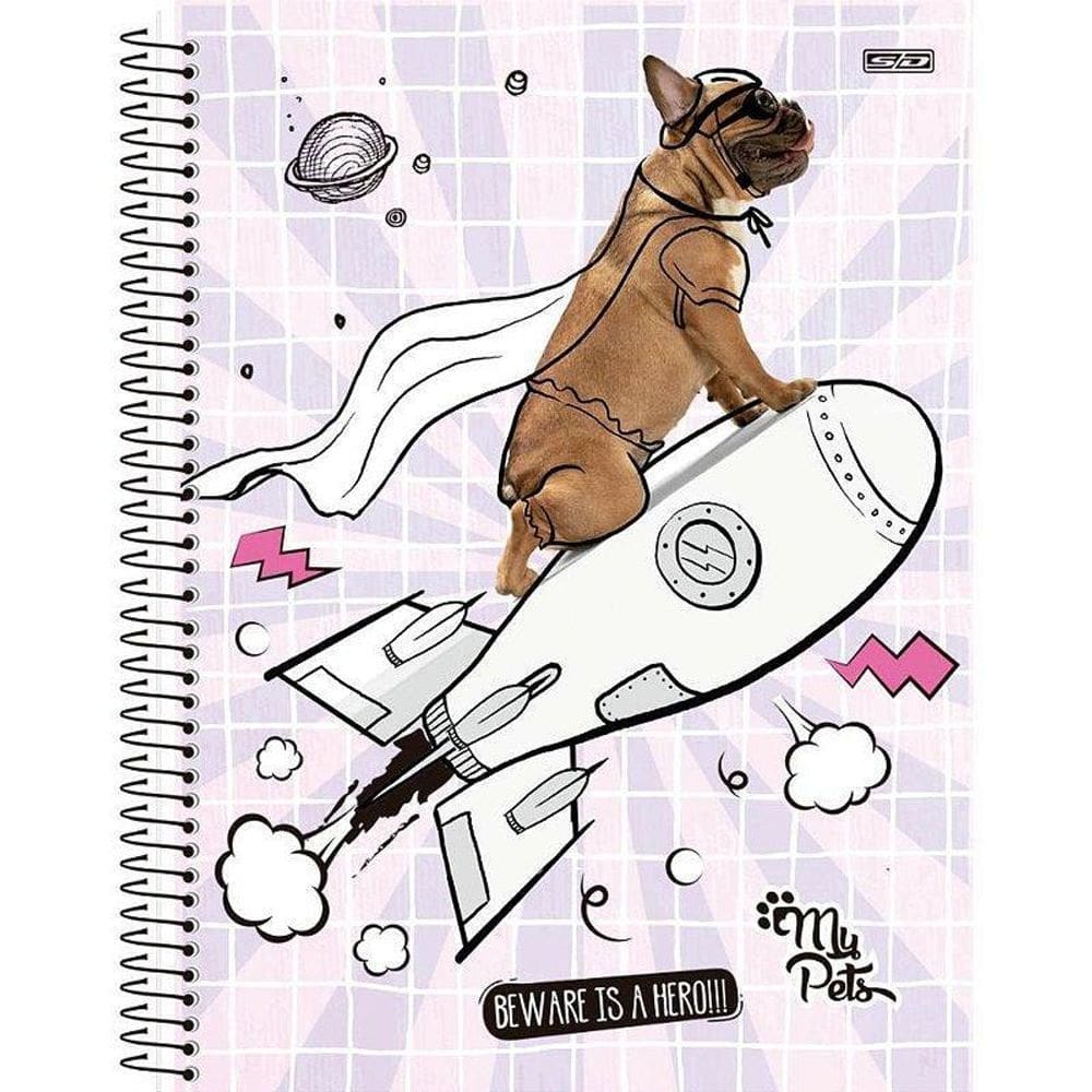 Caderno Universitario My Pets 200x275mm Capa Dura 80 Folhas