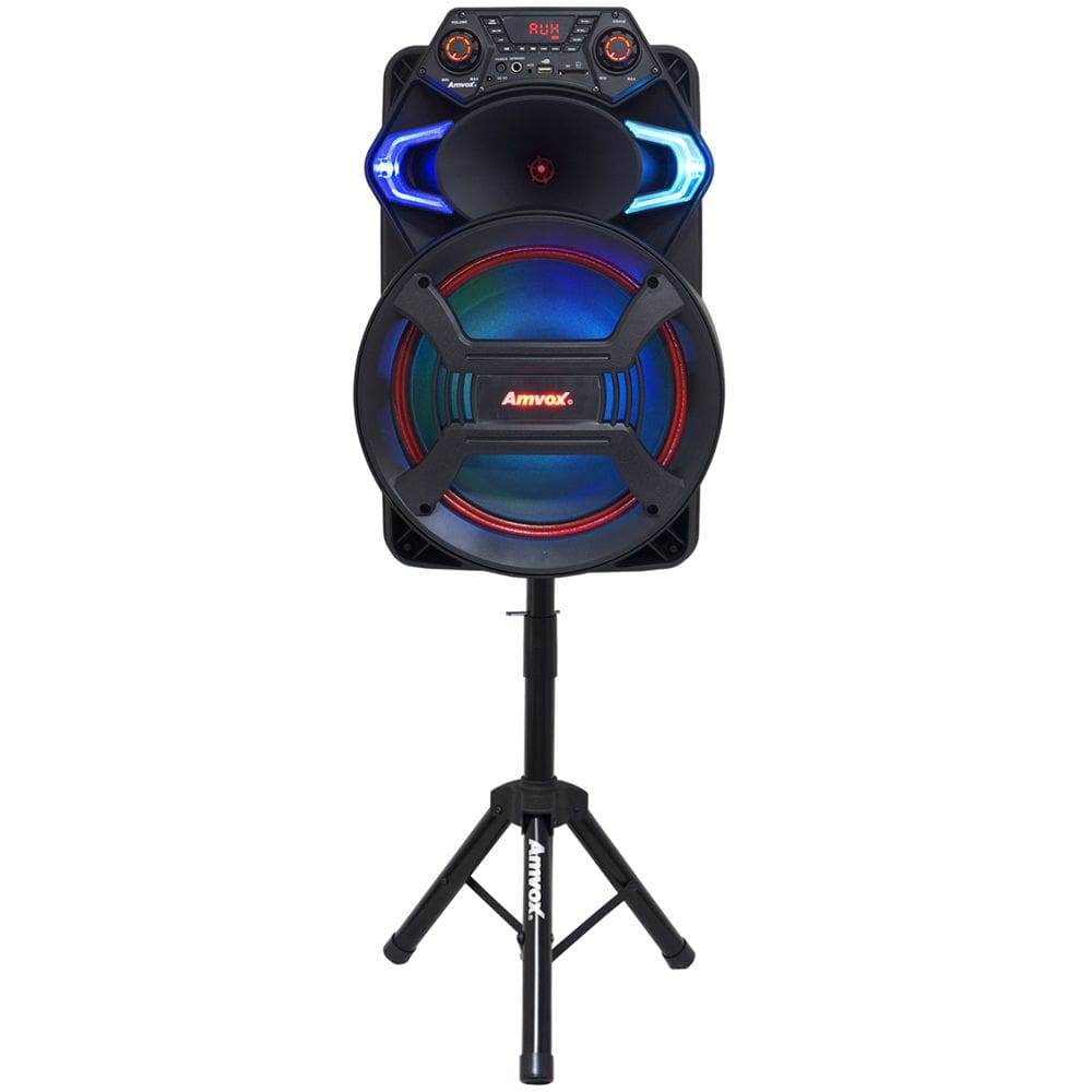 Caixa Som Amplificada Portátil Bluetooth 550W Rms Fm Usb Led Tws Bateria ACA 550 Strondo II Pedestal