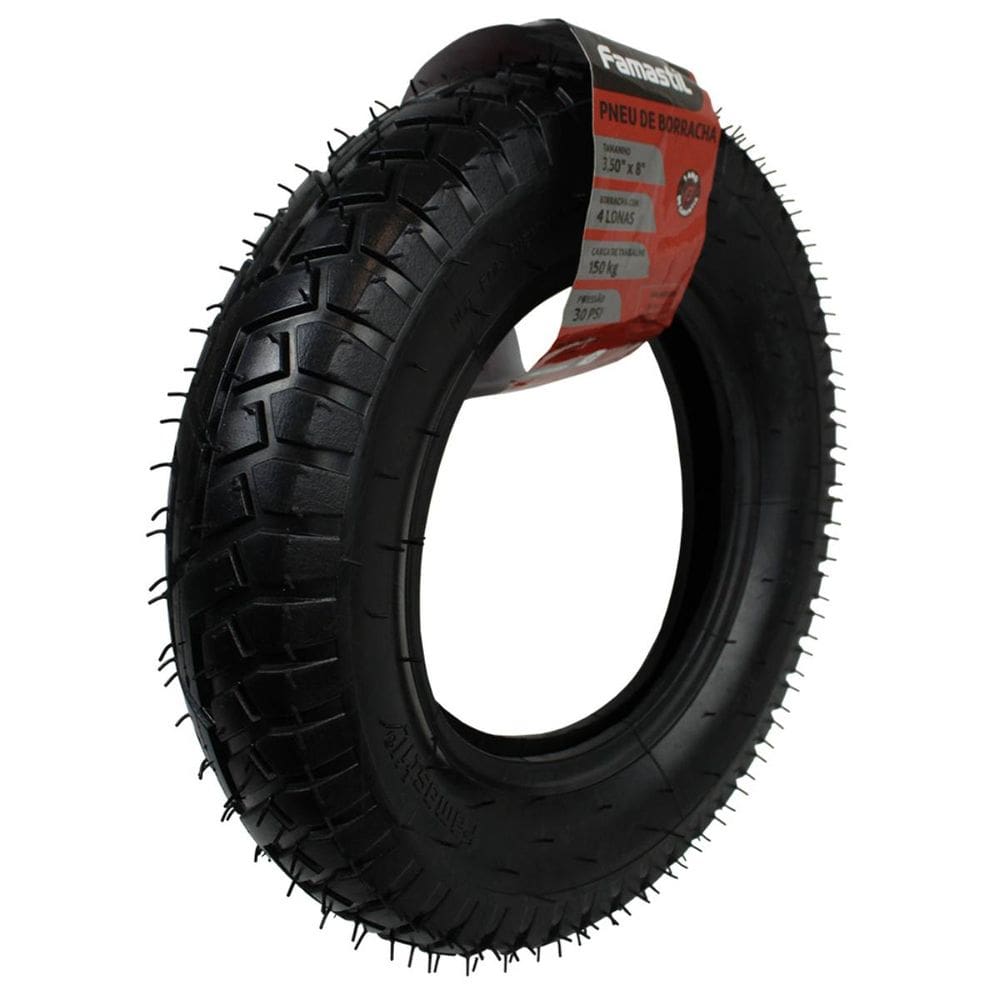 Pneu de Borracha p Carrinho de Mão Famastil 3.50X8pol