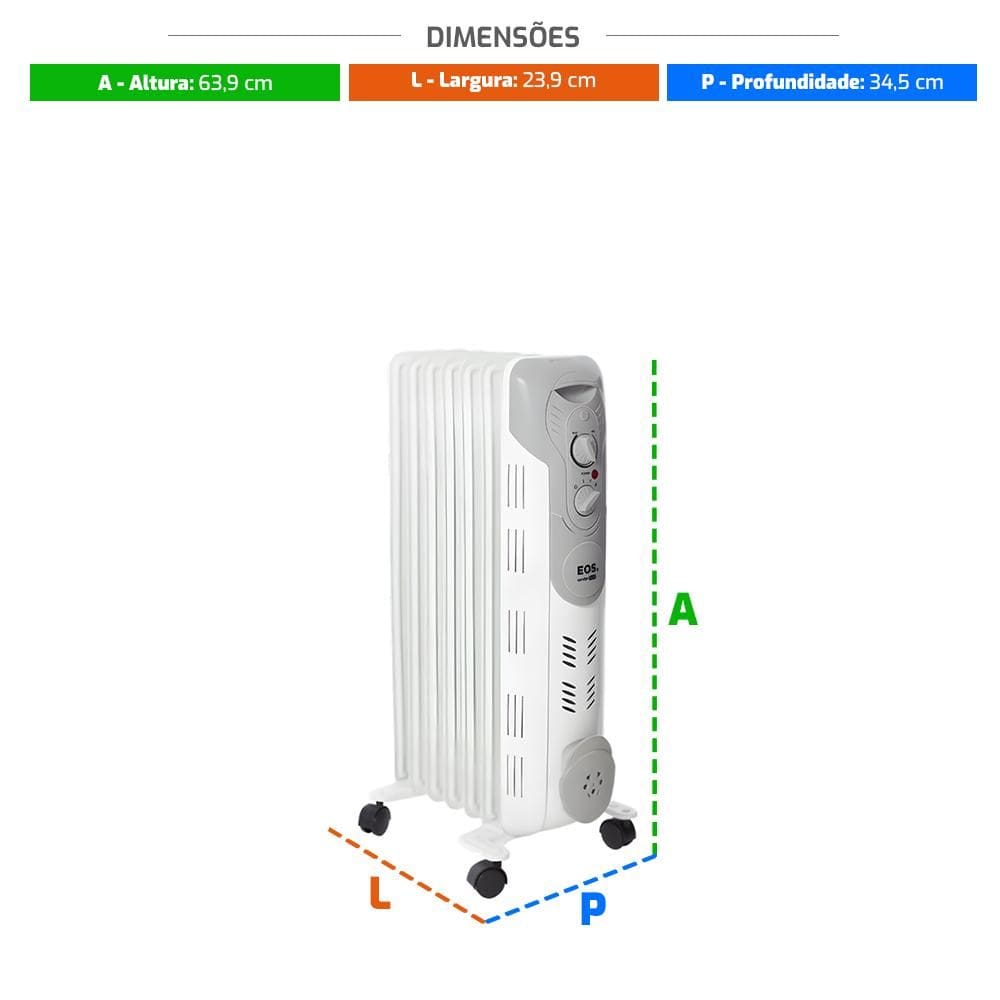 Aquecedor Eletrico a Oleo Confort Heat 1500w Eaq01o 127v - Eos