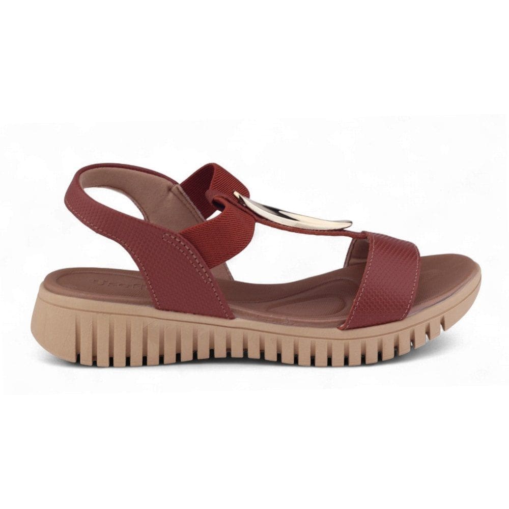 Sandália Feminina Usaflex Enfeite Dourado Couro UD11002004