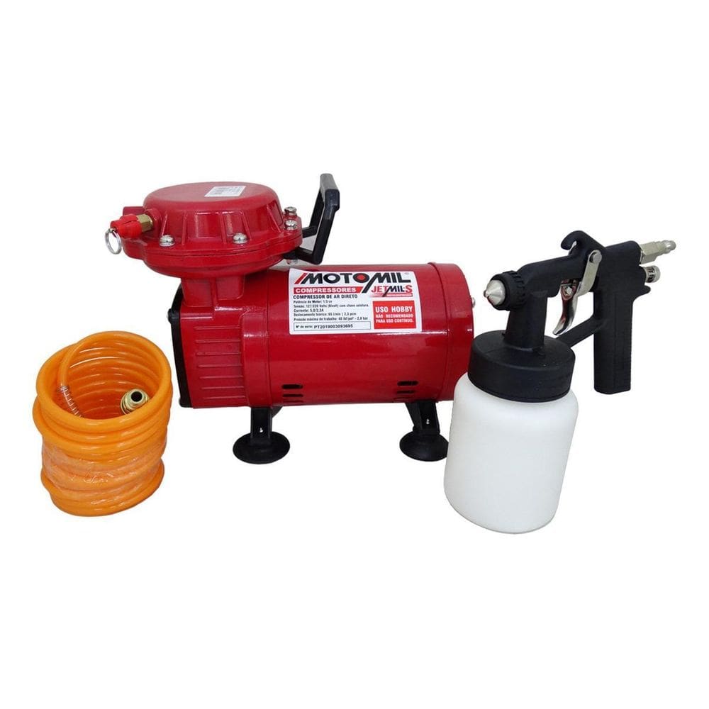 Compressor Ar Direto Tufão Red + Mangueira E Pistola Pintura