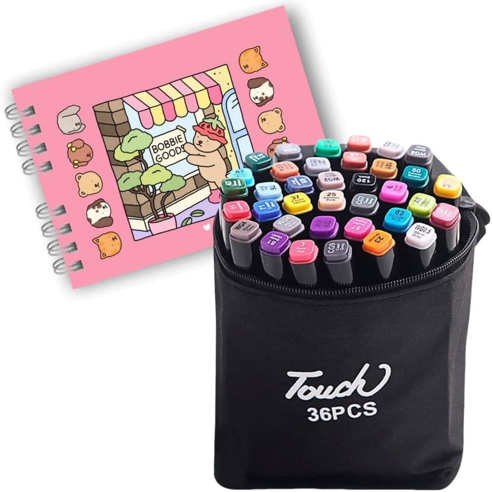 Livro De Colorir Bobbie Goods + Canetas Canetinha 36 Cores