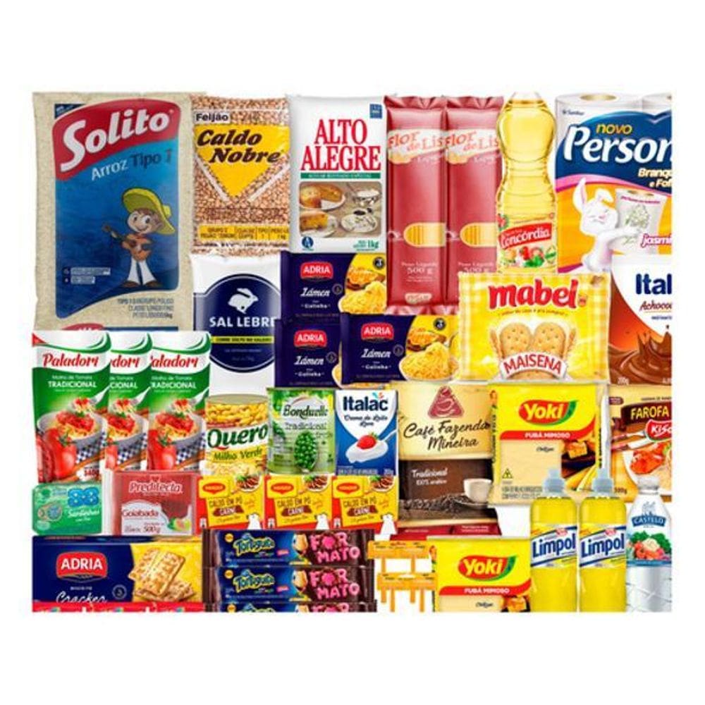 Super Cesta Basica Mensal Completa Produtos Marca 50 Itens