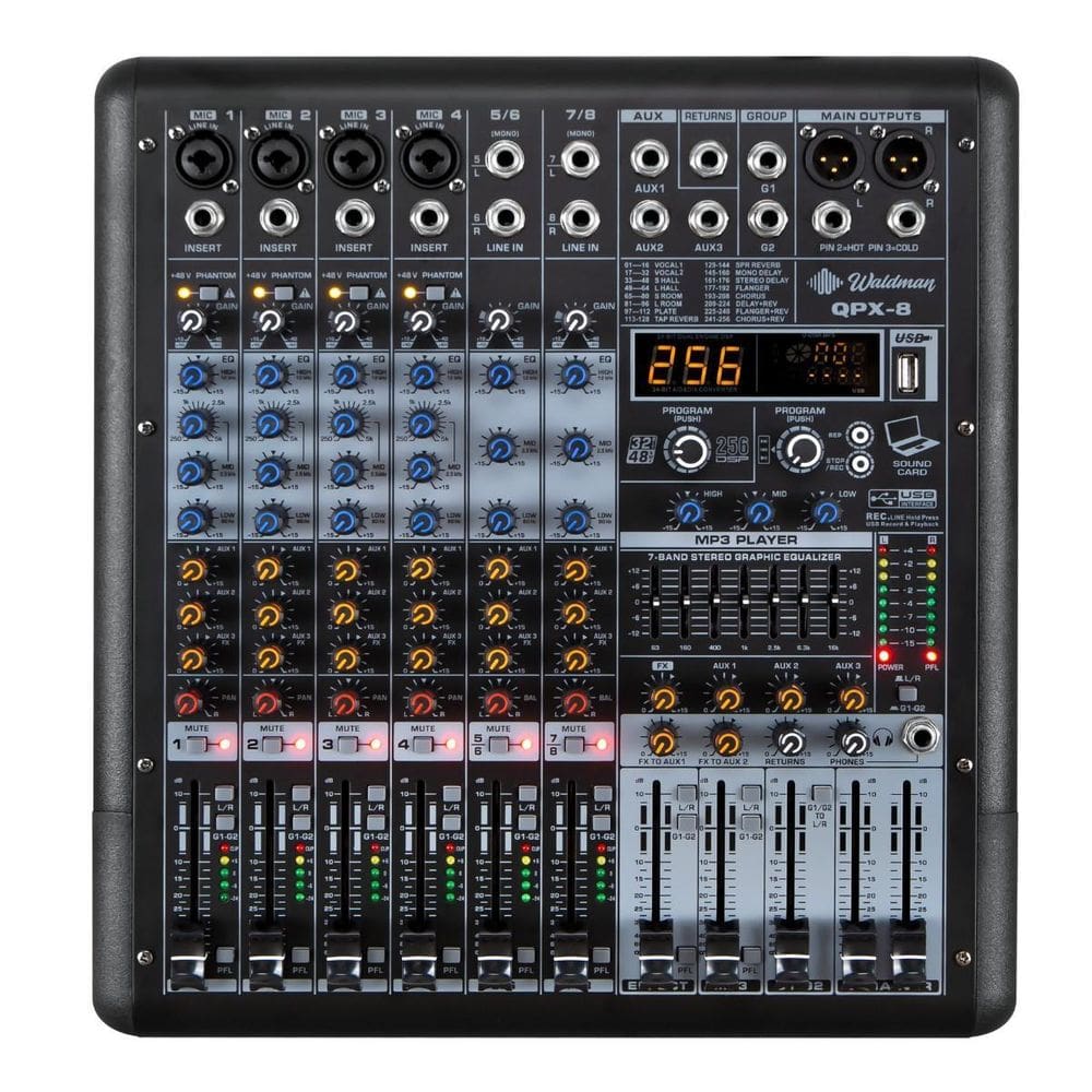 Mesa De Som Mixer 8 Canais Waldman Modelo Qpx-8