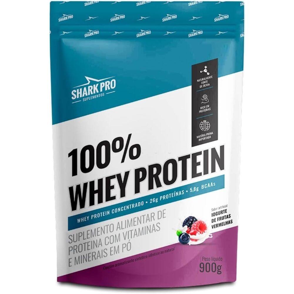 100% Whey Protein Pouch 900g Iogurte Frutas Vermelhas - Sharkpro Suplementos