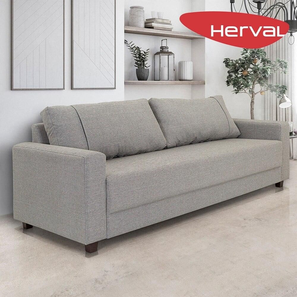 Sofá 4 Lugares Herval Clean Linho Cinza, 230 cm