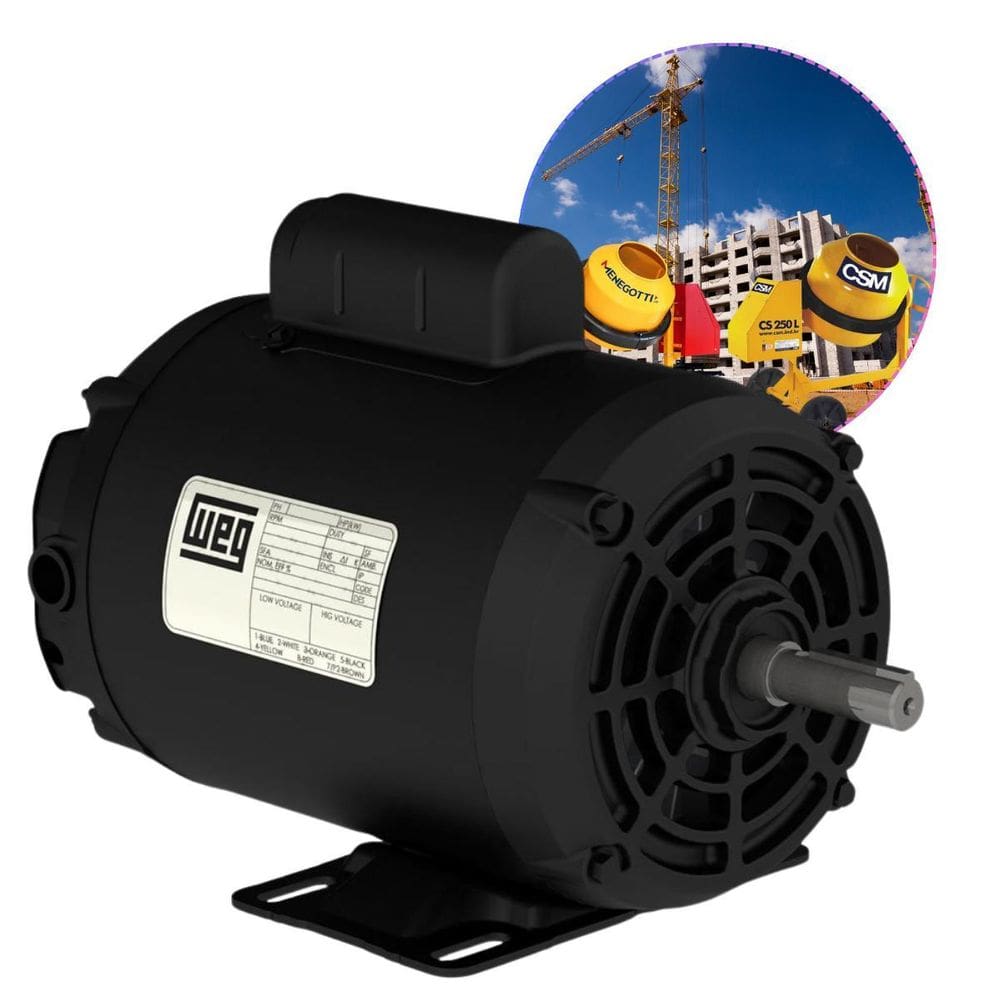 Motor Weg Elétrico Monofásico Betoneira 1Cv Baixa Rotação