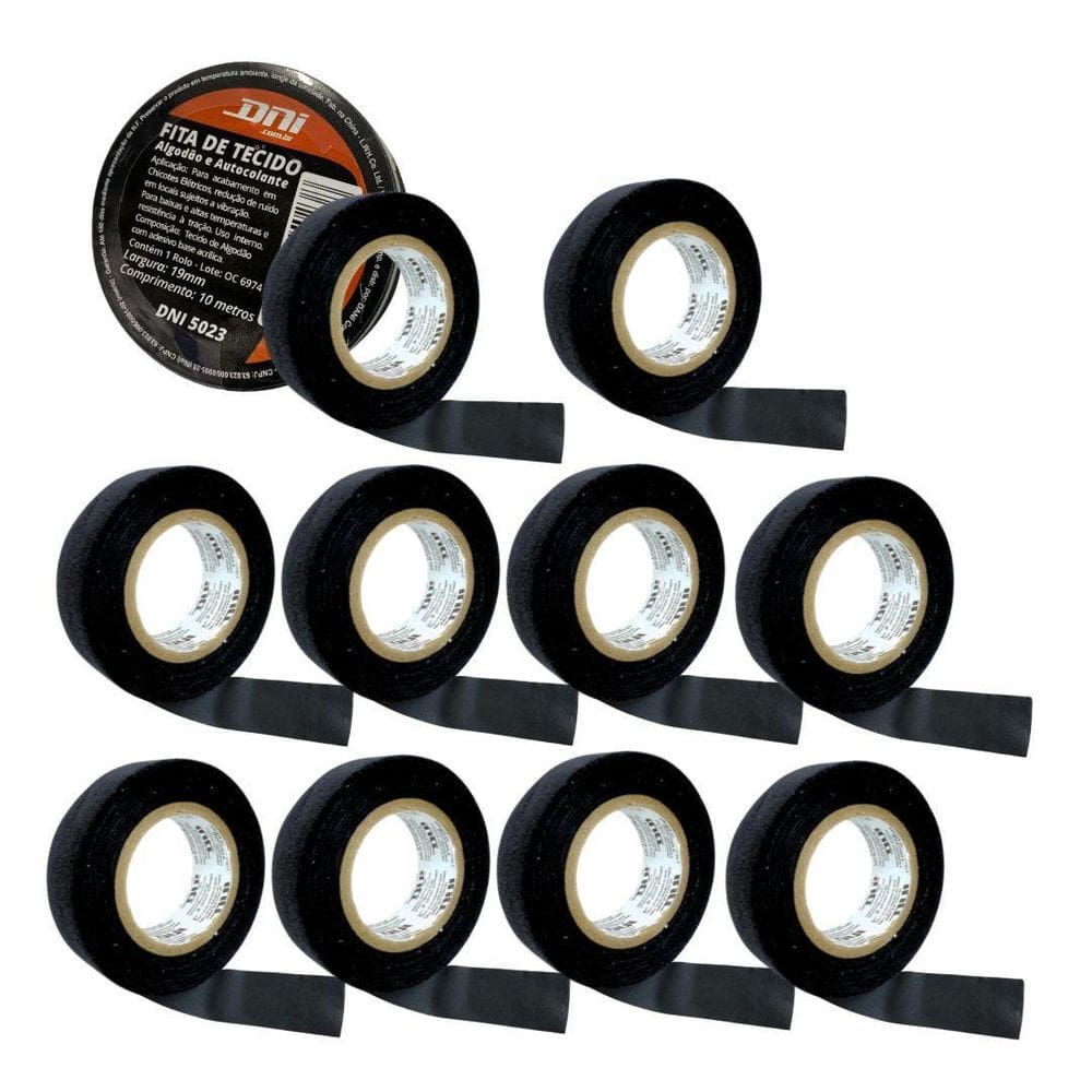 Kit 10 Fita Isolante Tecido 10M Chicote Elétrico Autocolante