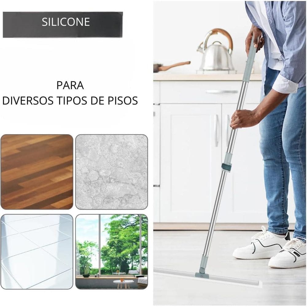 Super Rodo Vassoura Mágica De Silicone 50Cm Cabo De 160Cm