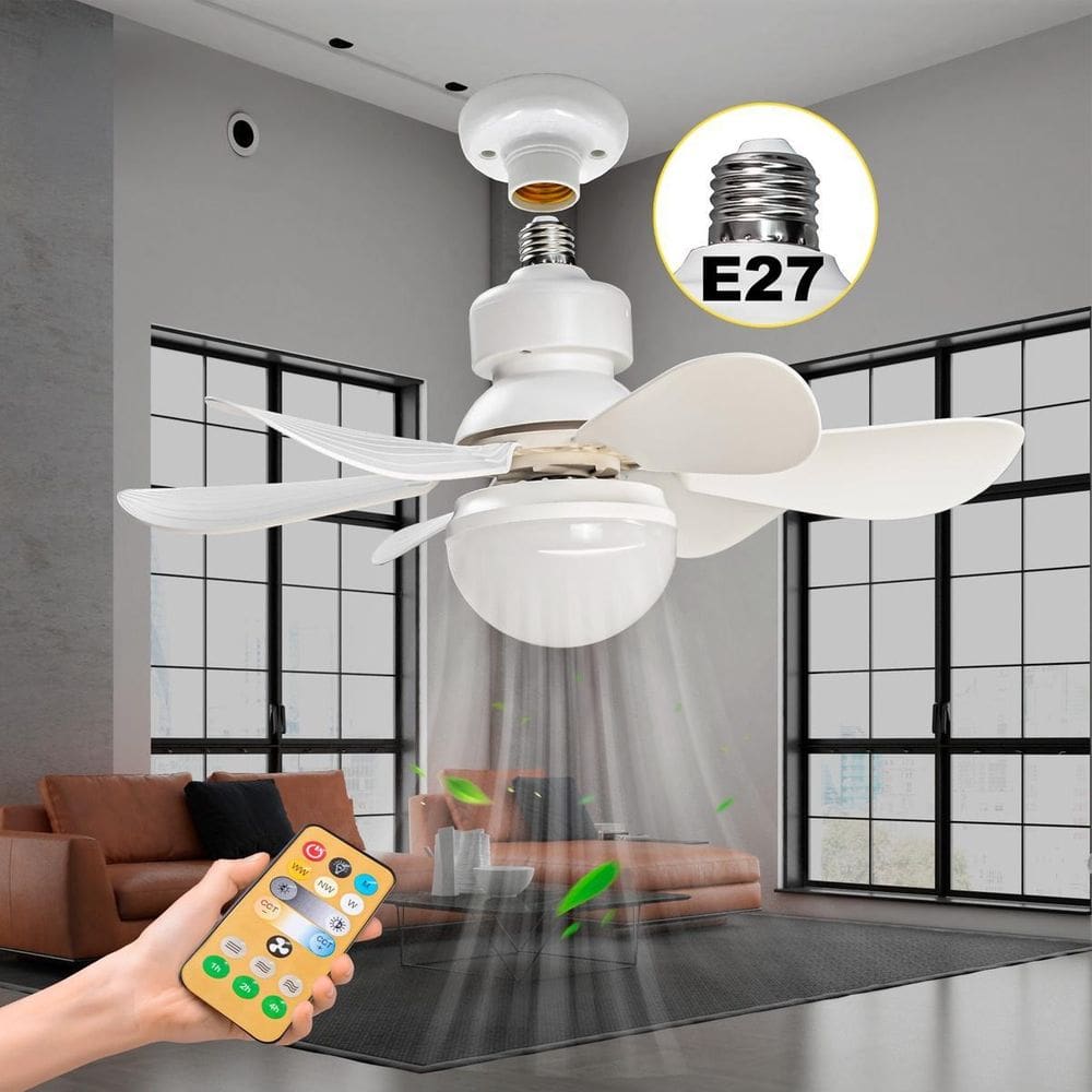 Ventilador De Teto Silencioso Com Lâmpada Controle E 6 Pás