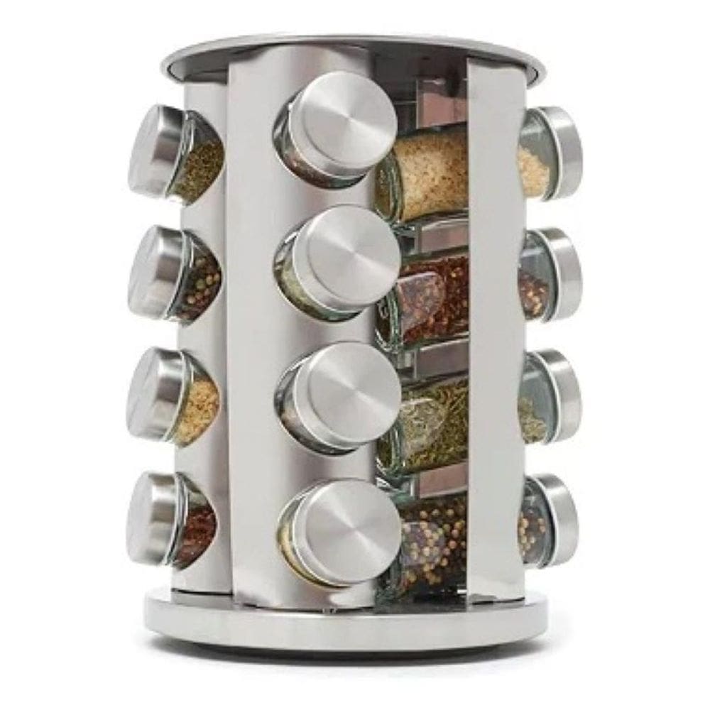 Porta Condimentos Giratório Aço Inox 16 Potes Especiarias