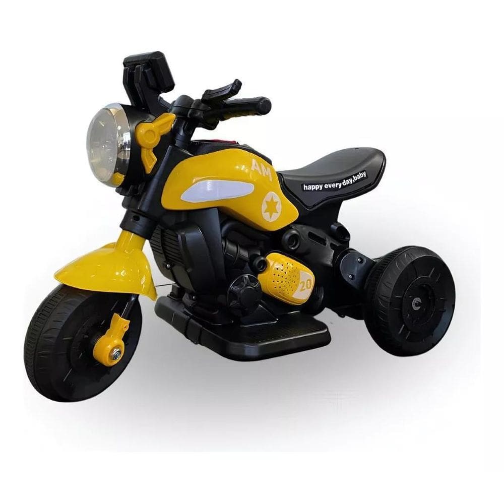 Mini Moto Elétrica Amarela 6V Com Led E Marcha Ré Bang Toys
