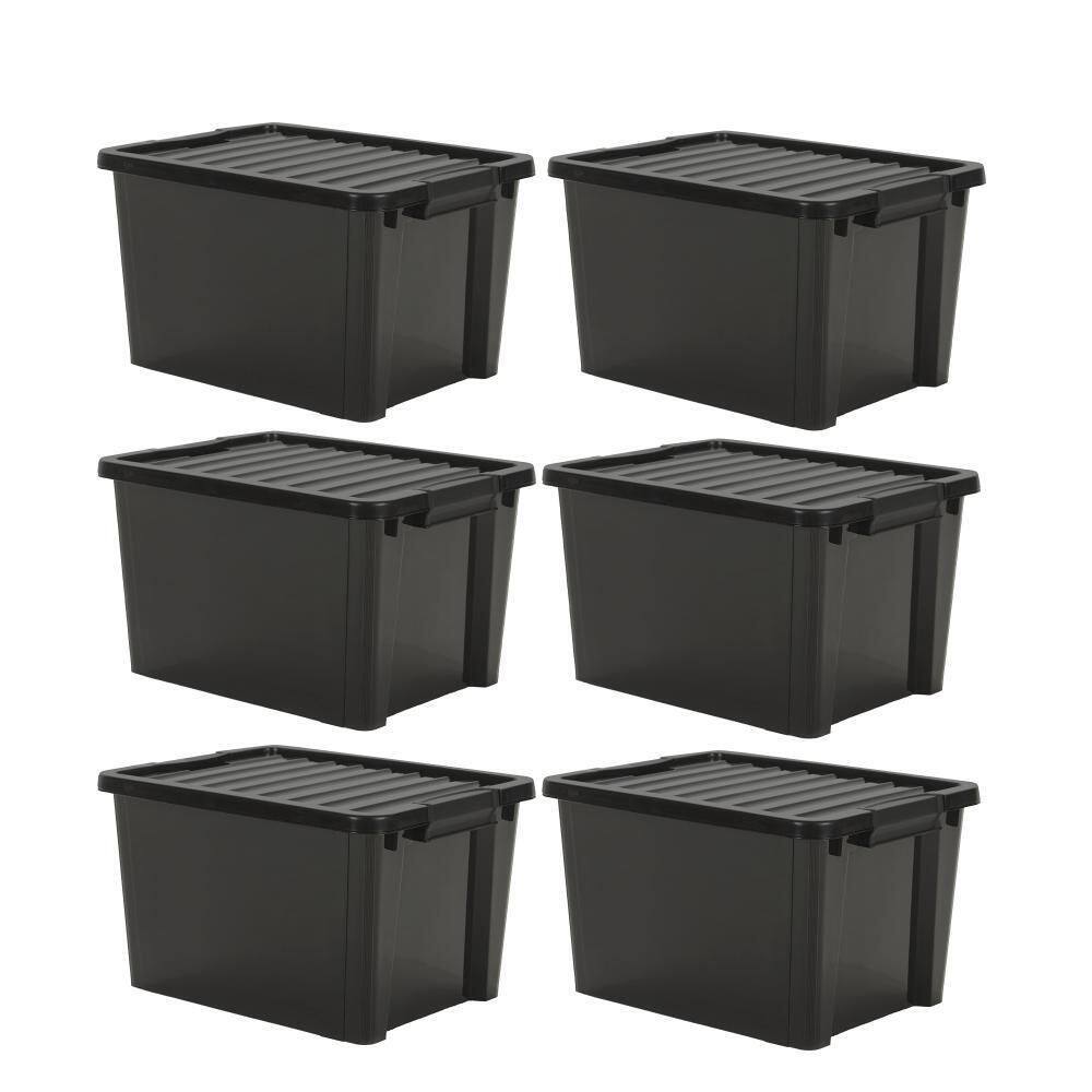 Kit 6 Caixas Organizadoras Ecobox 80L - Preto