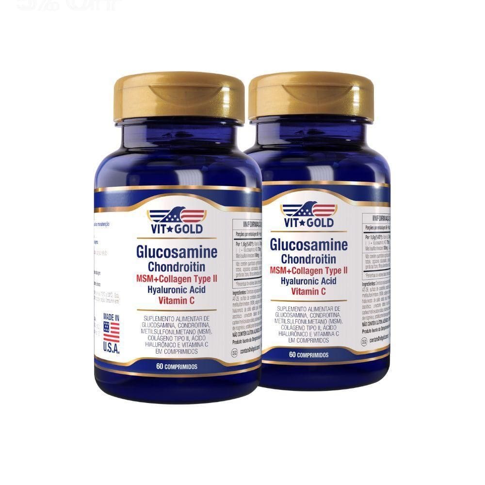 Glucosamina, Condroitina, Colágeno Vitgold Kit 2X 60 Comp.
