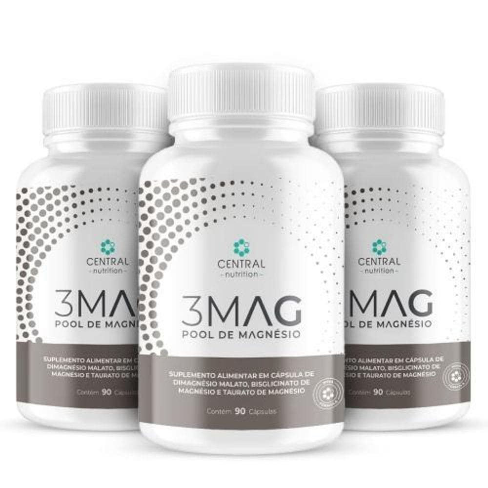 3Mag Pool De Magnésio 90 Cápsulas Kit 03 Unidades Central
