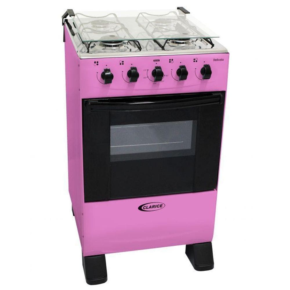 Fogão De Pé Clarice Delicato 4 Bocas Rosa Forno 52L