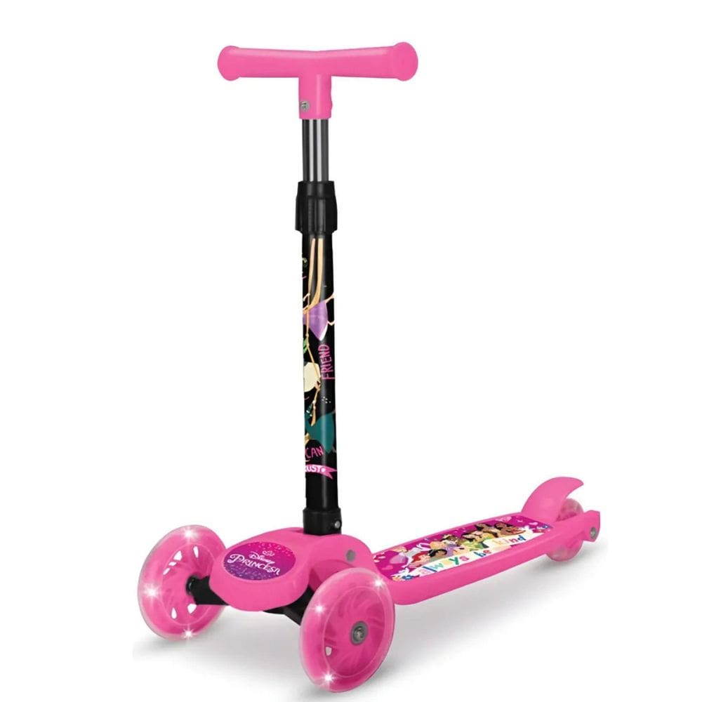Patinete Infantil Dobravel Princesas Ajustavel Led Rosa