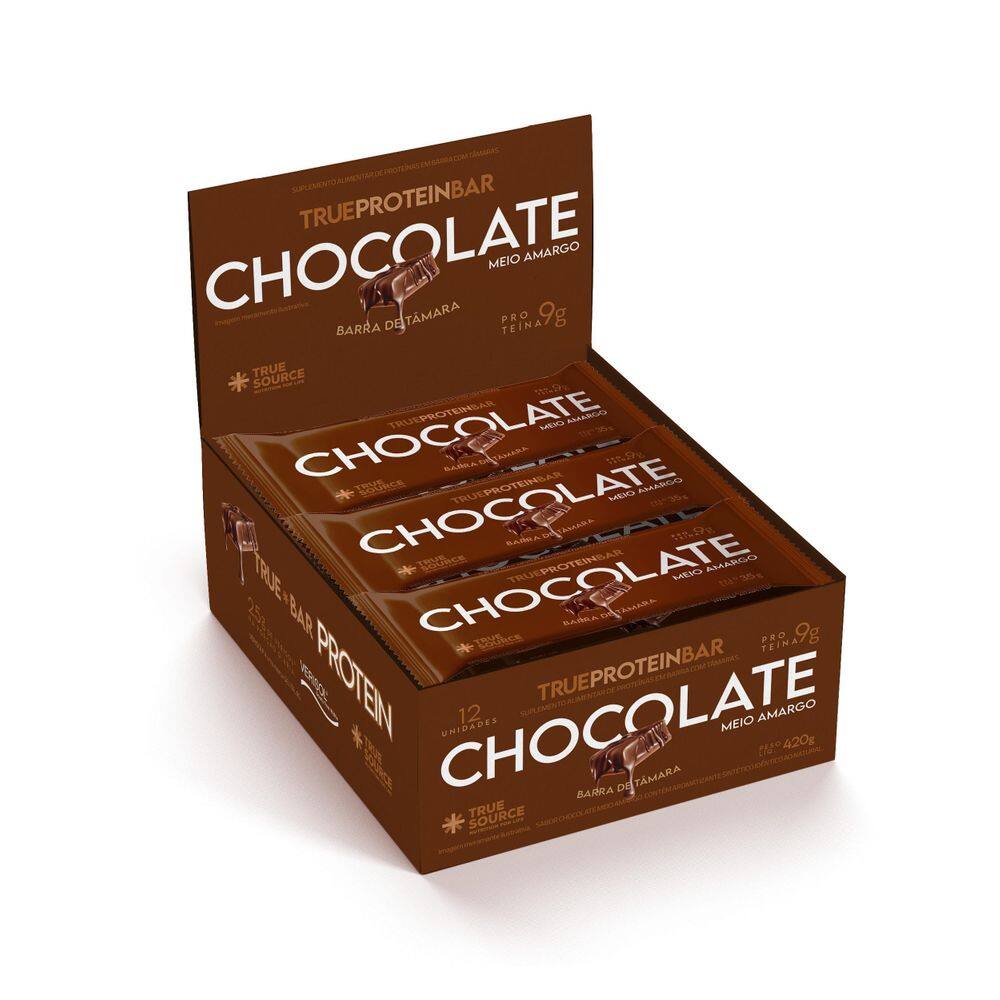 True Protein Bar Tâmara Caixa C/12 Un Chocolate Meio Amargo