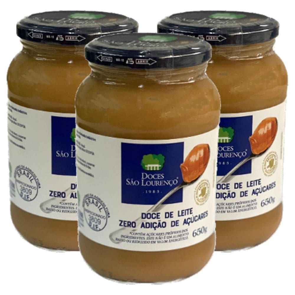 Kit Com 3Und Doce De Leite Zero Ad. Açucar Sao Lourenco 650G