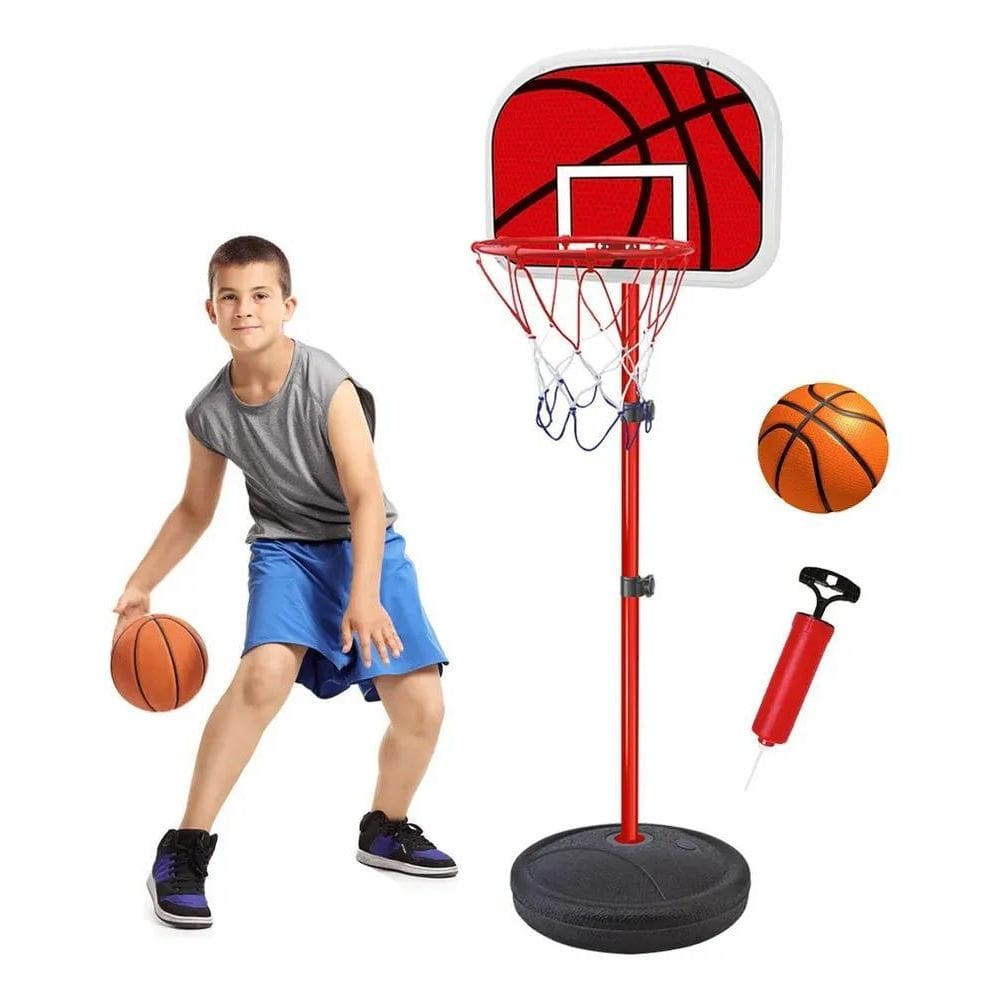 2X Cesta Basquete Infantil Ajustável Com Bola Enchedor 139Cm