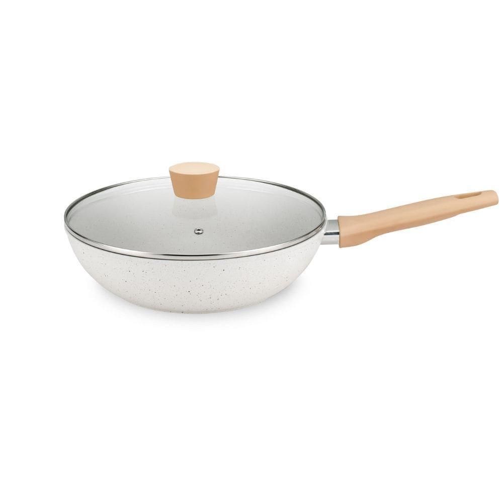 Frigideira Wok Antiaderente Carmela Vanilla Com Tampa