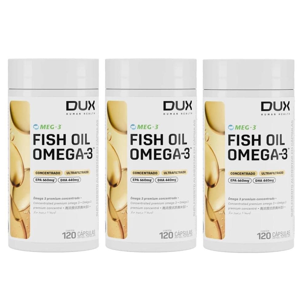 Fish Oil Ômega 3 Dux 120 Cápsulas Kit 03 Unidades