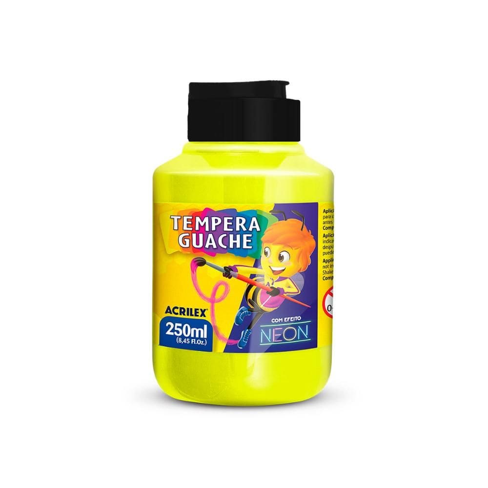 Tinta guache Neon Amarelo Limão 250ml 0102 - Acrilex