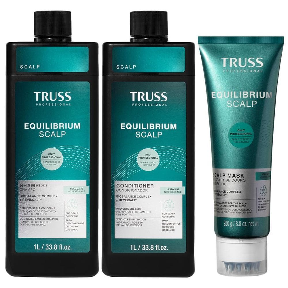 Truss Equilibrium Shampoo + Condicionador 1L + Máscara 250g
