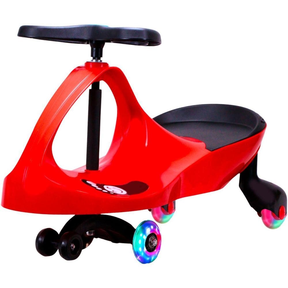 Carrinho Rolimã Zig Zag Vermelho Preto 360 Roda Led-Castela