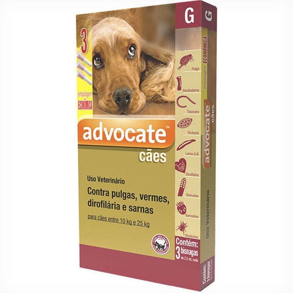 Combo Antipulgas Advocate Cães 10 À 25Kg C/3 Bisnagas