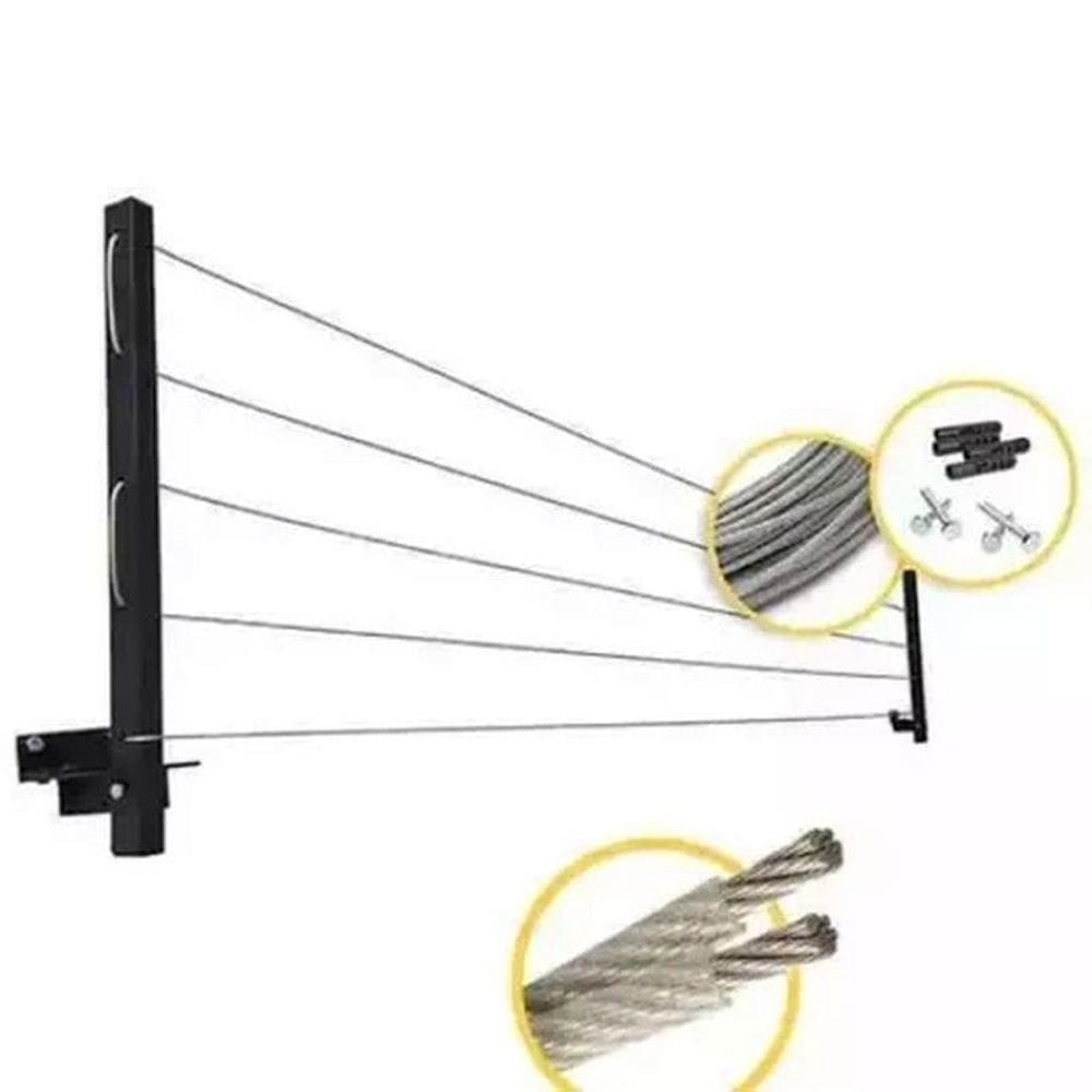 Varal Reforçado 60Kg Retratil Parede Aluminio