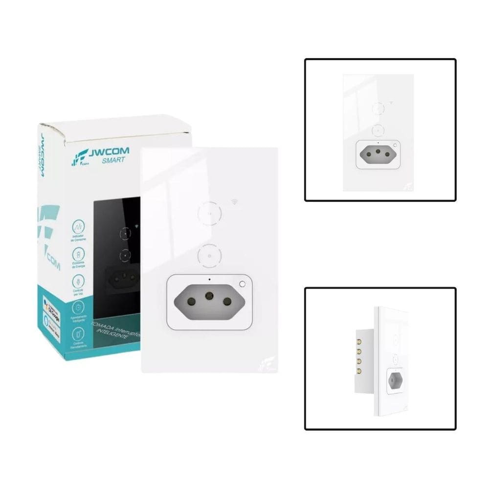 Interruptor Inteligente Wifi 2Botões Touch Tomada 16A Branco