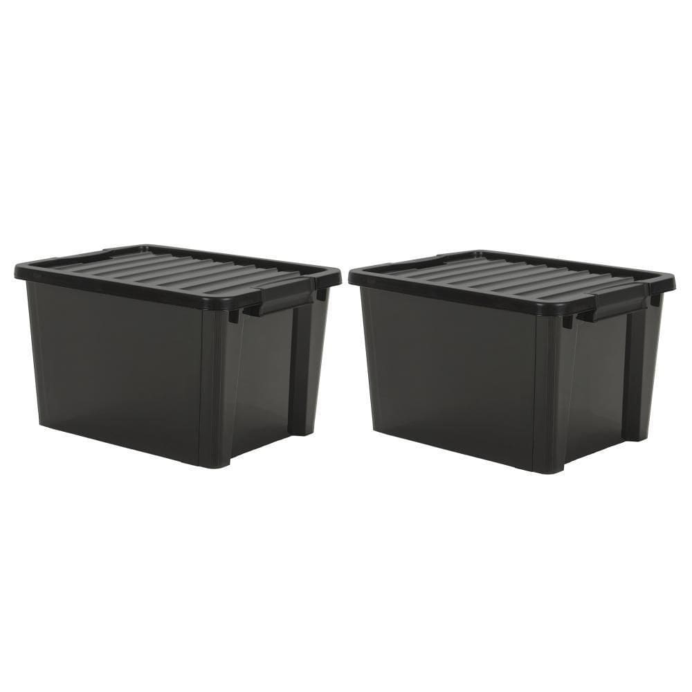Kit 2 Caixas Organizadoras Ecobox 80L - Preto