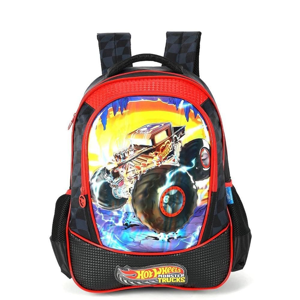 Mochila de Costas Luxcel Hot Wheels Trucks Preto