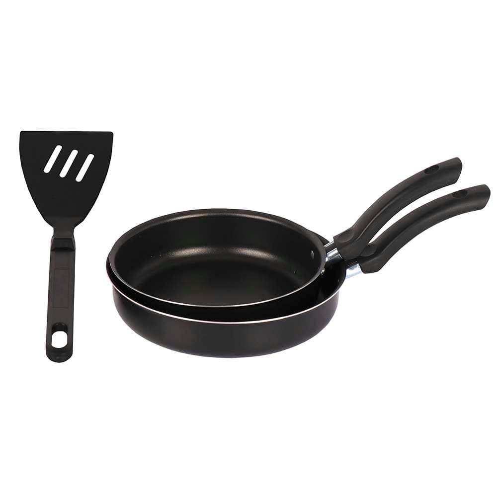 Frigideiras Antiaderente 18 e 20cm c Espátula Preto Nacional