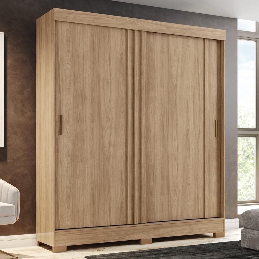 Guarda Roupa Solteiro 2 Portas de Correr Jequitibá/Preto