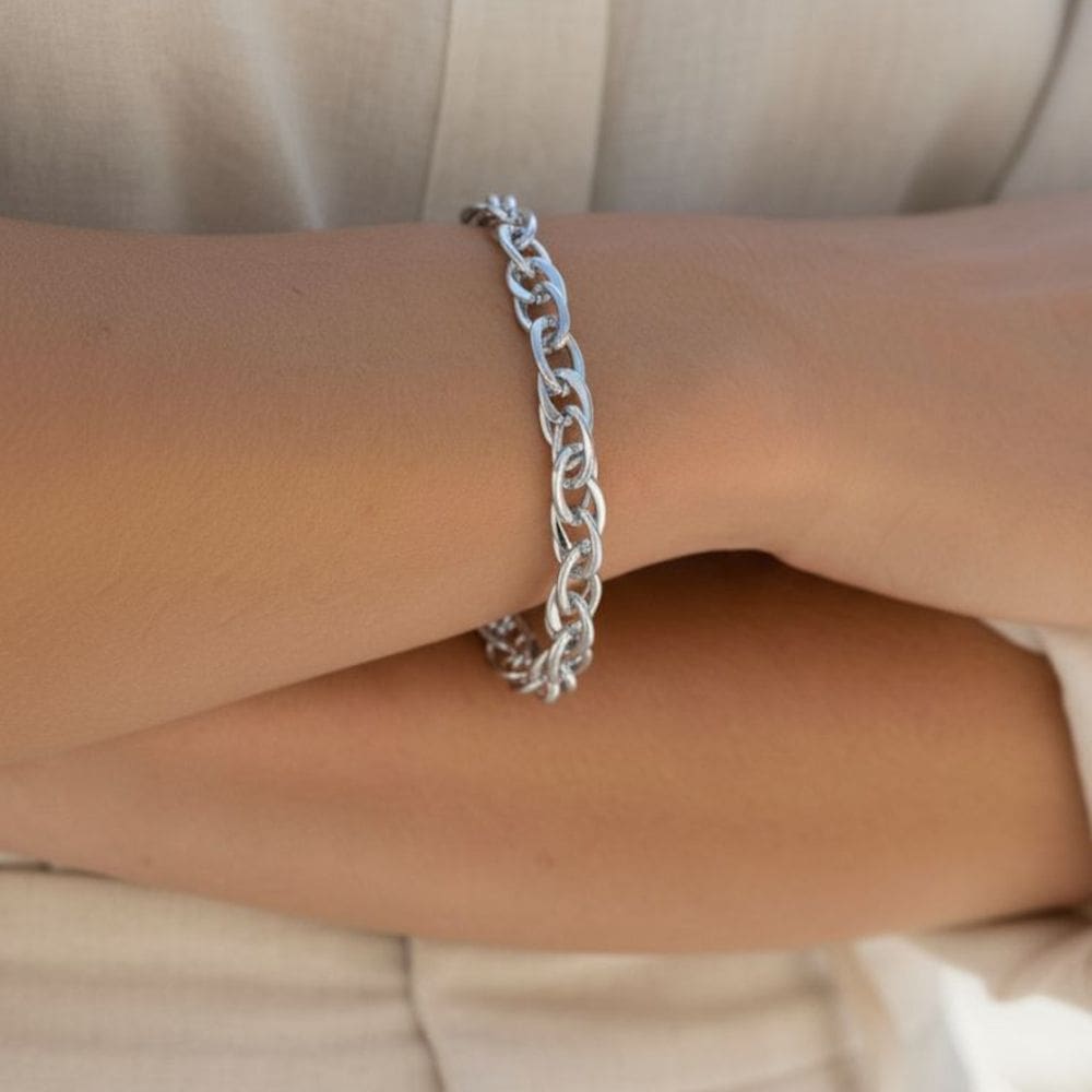 Pulseira Elos Interligados Banhada a Prata