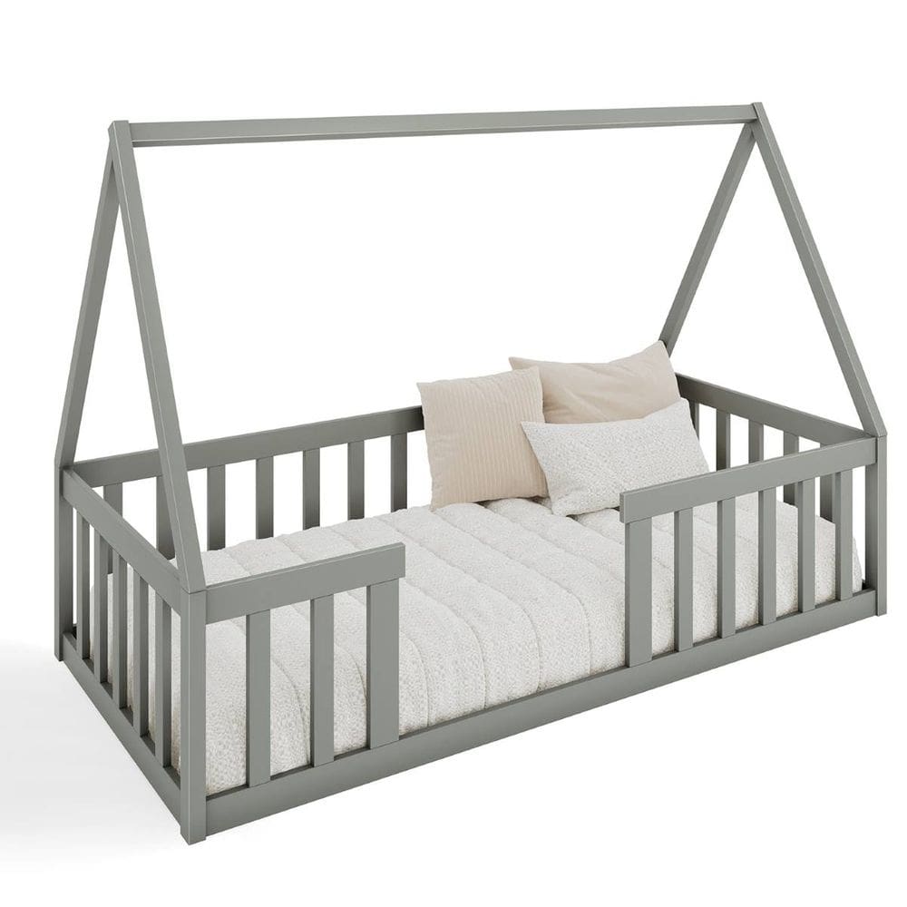 Cama Solteiro Montessoriana Valentina Cinza