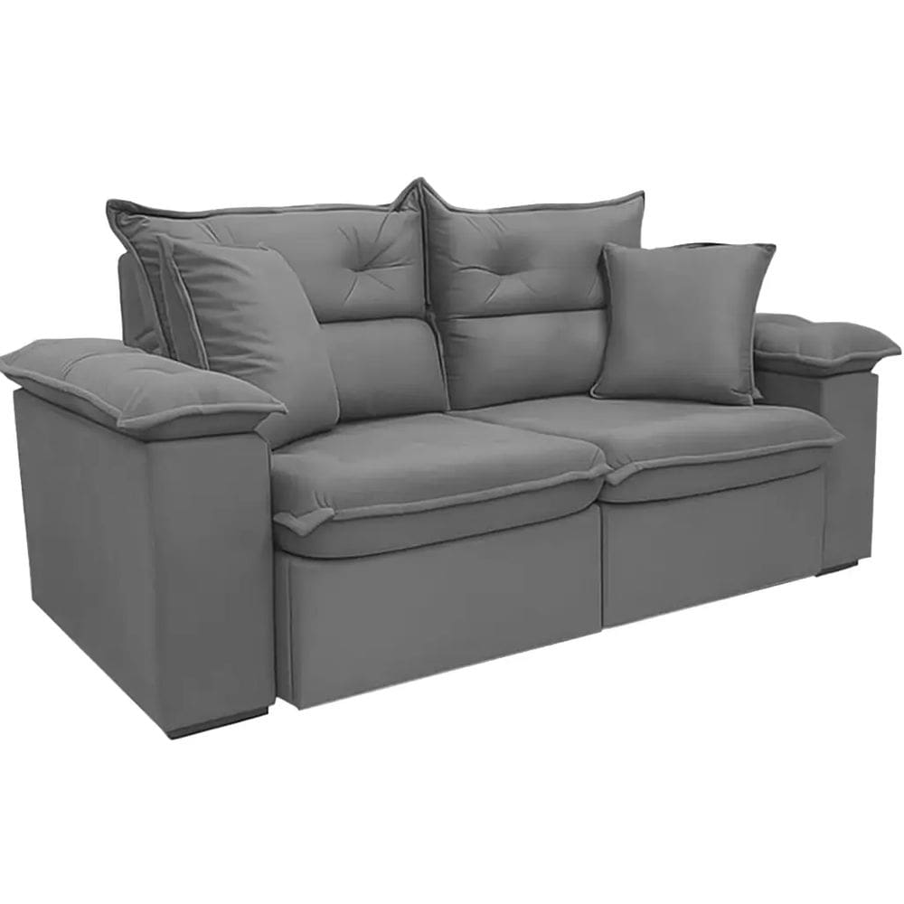 Sofá Ferrari 3 Lugares Retrátil e Reclinável Tecido Veludo 200cm L3 Estofados Cor Cinza