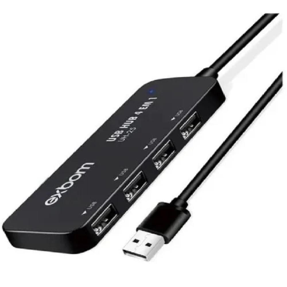 Mini Hub Usb 2.0 4 Portas Slim 480mbps UH-25X Preto