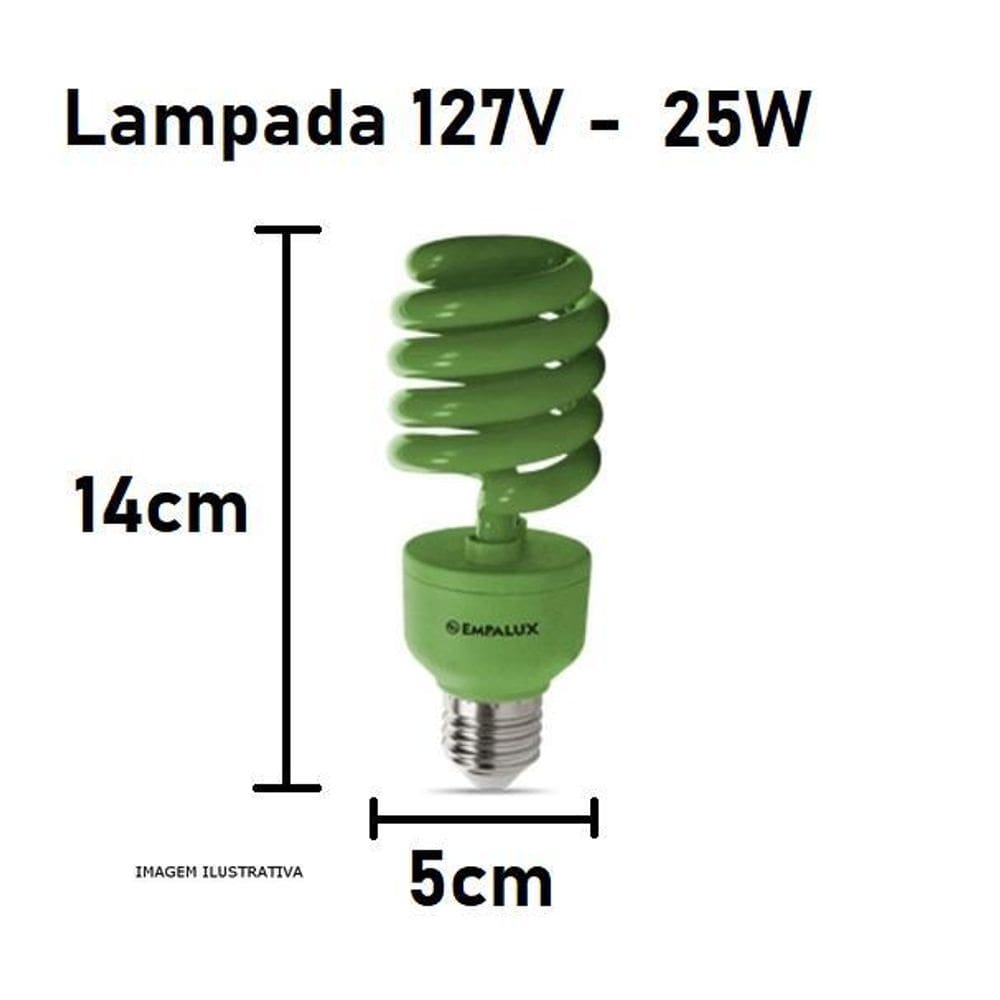 Lampada Verde Espiral Fluorescente 25W 127V Decorativa