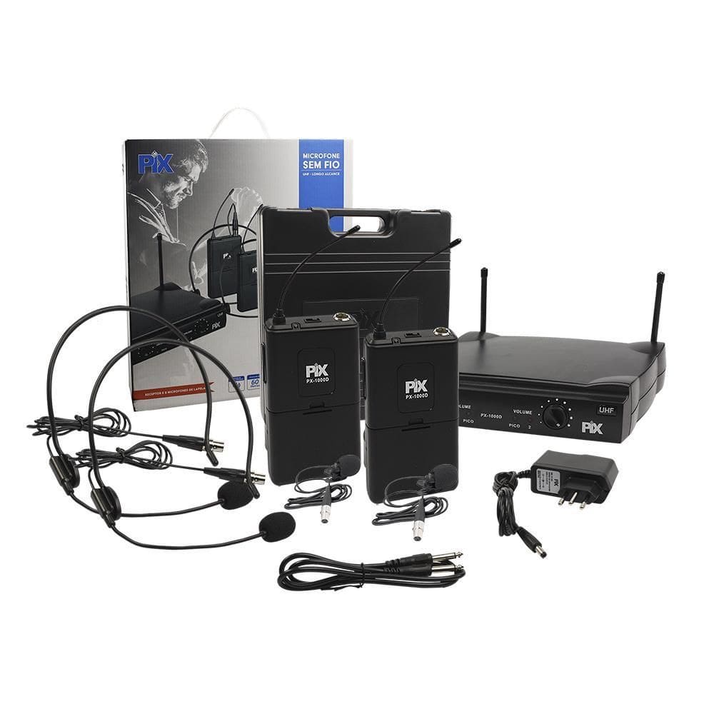 Microfone Duplo Lapela Uhf Profissional 595,10 + 632,10Mhz